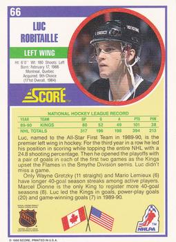 1990-91 Score Hottest and Rising Stars #66 Luc Robitaille Back