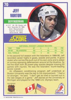 1990-91 Score Hottest and Rising Stars #70 Jeff Norton Back