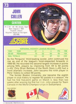 1990-91 Score Hottest and Rising Stars #73 John Cullen Back