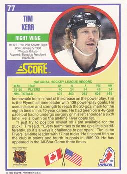 1990-91 Score Hottest and Rising Stars #77 Tim Kerr Back