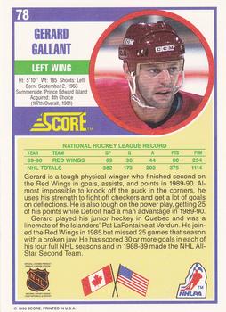 1990-91 Score Hottest and Rising Stars #78 Gerard Gallant Back
