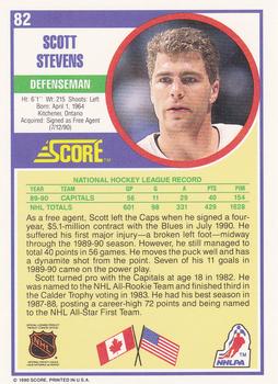 1990-91 Score Hottest and Rising Stars #82 Scott Stevens Back