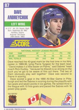 1990-91 Score Hottest and Rising Stars #87 Dave Andreychuk Back