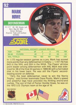 1990-91 Score Hottest and Rising Stars #92 Mark Howe Back