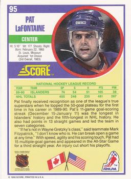 1990-91 Score Hottest and Rising Stars #95 Pat LaFontaine Back