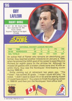 1990-91 Score Hottest and Rising Stars #96 Guy Lafleur Back
