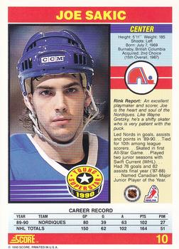 1990-91 Upper Deck Hockey #164 Joe Sakic Hockey Card Quebec Nordiques 