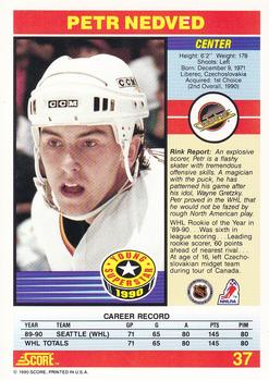 1990-91 Score Young Superstars #37 Petr Nedved Back