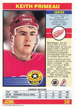 1990-91 Score Young Superstars #38 Keith Primeau Back