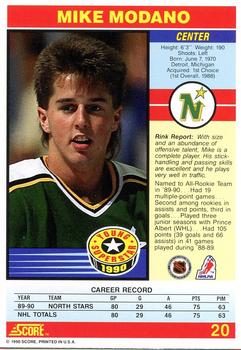 1990-91 Score Young Superstars #20 Mike Modano Back