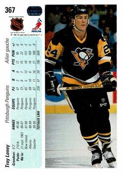 1990-91 Upper Deck French #367 Troy Loney Back