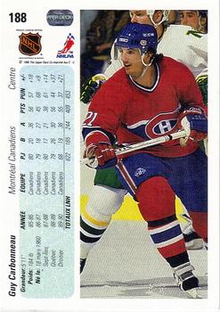 1990-91 Upper Deck French #188 Guy Carbonneau Back