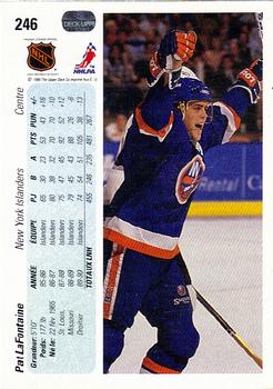 1990-91 Upper Deck French #246 Pat LaFontaine Back