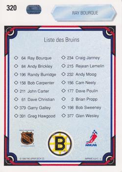 1990-91 Upper Deck French #320 Ray Bourque Back