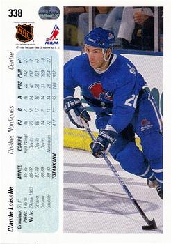1990-91 Upper Deck French #338 Claude Loiselle Back