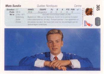 1990-91 Upper Deck French #365 Mats Sundin Back