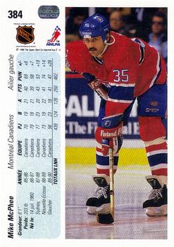 1990-91 Upper Deck French #384 Mike McPhee Back