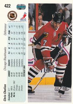 1990-91 Upper Deck French #422 Chris Chelios Back