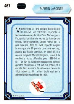 1990-91 Upper Deck French #467 Martin Lapointe Back