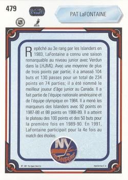 1990-91 Upper Deck French #479 Pat LaFontaine Back