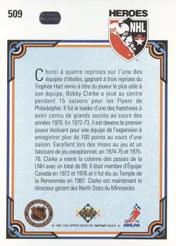 1990-91 Upper Deck French #509 Bobby Clarke Back