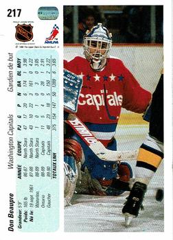 1990-91 Upper Deck French #217 Don Beaupre Back