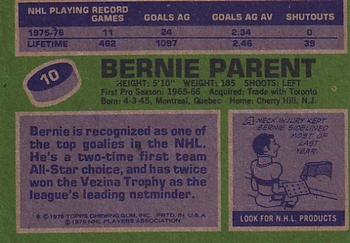 1976-77 Topps #10 Bernie Parent Back