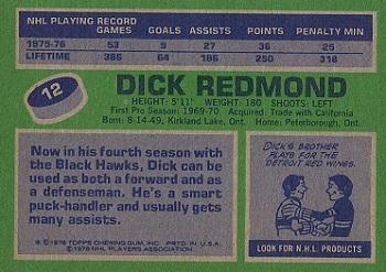 1976-77 Topps #12 Dick Redmond Back
