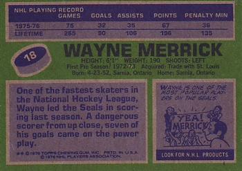 1976-77 Topps #18 Wayne Merrick Back