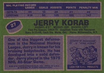 1976-77 Topps #27 Jerry Korab Back