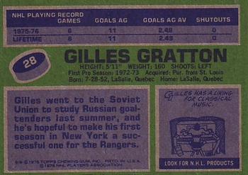 1976-77 Topps #28 Gilles Gratton Back