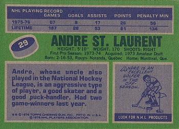 1976-77 Topps #29 Andre St. Laurent Back