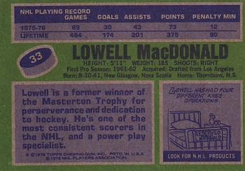 1976-77 Topps #33 Lowell MacDonald Back
