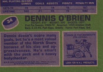 1976-77 Topps #34 Dennis O'Brien Back