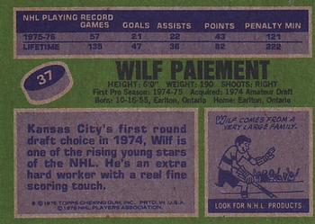 1976-77 Topps #37 Wilf Paiement Back