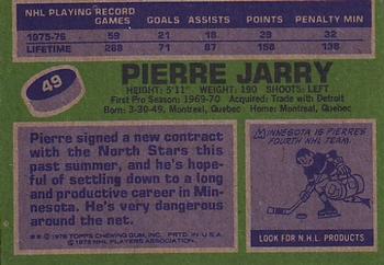 1976-77 Topps #49 Pierre Jarry Back