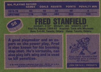 1976-77 Topps #58 Fred Stanfield Back