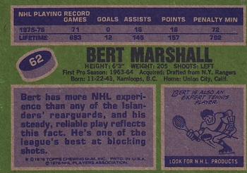 1976-77 Topps #62 Bert Marshall Back