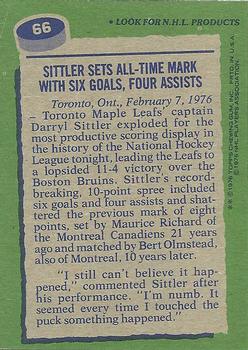 1976-77 Topps #66 Darryl Sittler Back
