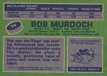 1976-77 Topps #74 Bob Murdoch Back