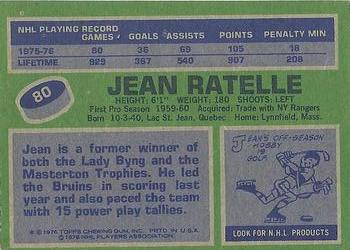 1976-77 Topps #80 Jean Ratelle Back