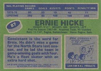 1976-77 Topps #87 Ernie Hicke Back