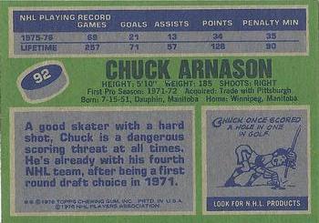 1976-77 Topps #92 Chuck Arnason Back