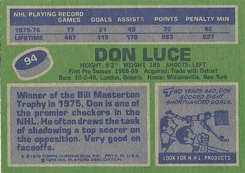 1976-77 Topps #94 Don Luce Back