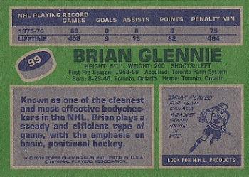 1976-77 Topps #99 Brian Glennie Back