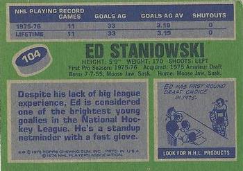 1976-77 Topps #104 Ed Staniowski Back
