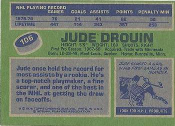 1976-77 Topps #106 Jude Drouin Back