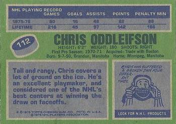 1976-77 Topps #112 Chris Oddleifson Back