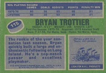 1976-77 Topps #115 Bryan Trottier Back