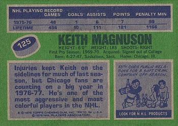 1976-77 Topps #125 Keith Magnuson Back